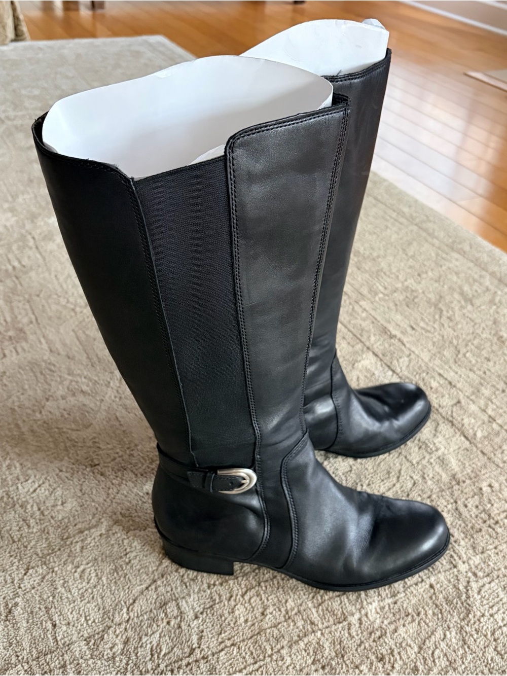 Naturalizer Black Leather Knee-High Riding Boots WIDE CALF. 9 N. GUC!